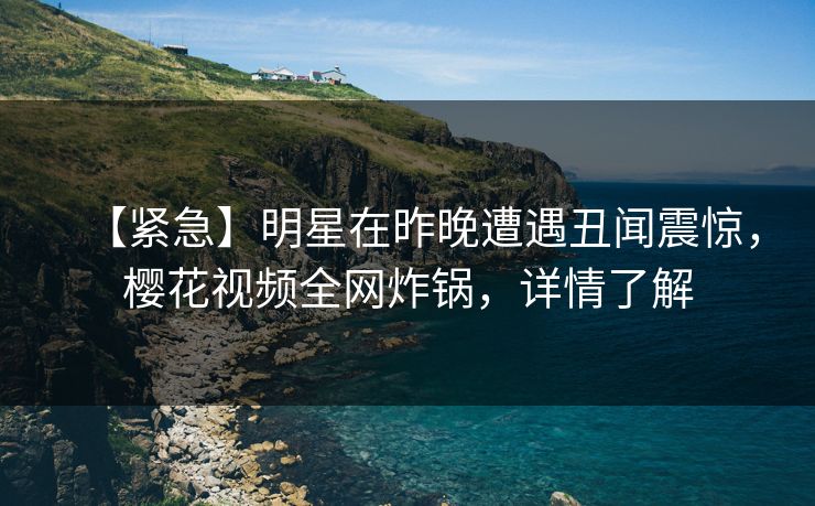 【紧急】明星在昨晚遭遇丑闻震惊，樱花视频全网炸锅，详情了解
