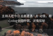 主持人在今日凌晨遭遇八卦 动情，糖心vlog全网炸锅，详情探秘