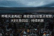 昨晚风波再起！微密圈惊现整点视频，大V无奈回应：持续刷屏