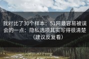 我对比了30个样本：51网最容易被误会的一点：隐私选项其实写得很清楚（建议反复看）