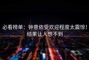 必看榜单：钟意依受欢迎程度太震惊！结果让人想不到