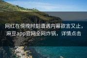 网红在傍晚时刻遭遇内幕欲言又止，麻豆app官网全网炸锅，详情点击