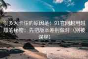 很多人卡住的原因是：91官网越用越顺的秘密：先把版本差别做对（别被误导）
