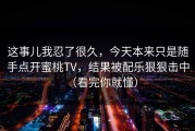 这事儿我忍了很久，今天本来只是随手点开蜜桃TV，结果被配乐狠狠击中（看完你就懂）