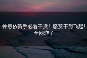钟意依新手必看干货！怒赞干到飞起！全网炸了