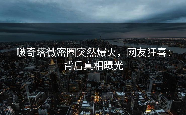 啵奇塔微密圈突然爆火，网友狂喜：背后真相曝光