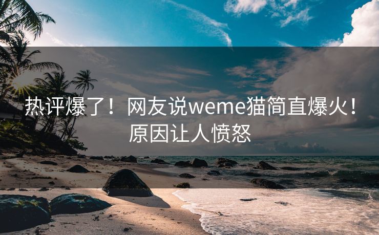 热评爆了！网友说weme猫简直爆火！原因让人愤怒