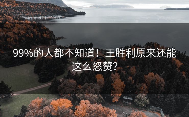 99%的人都不知道！王胜利原来还能这么怒赞？