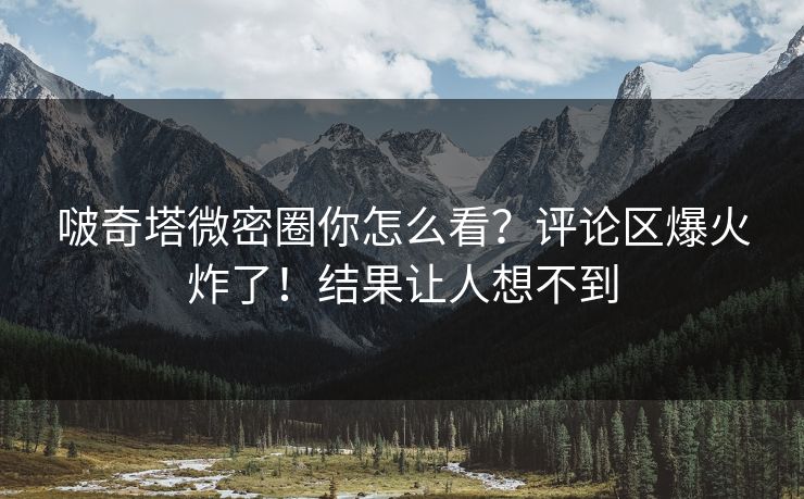 啵奇塔微密圈你怎么看？评论区爆火炸了！结果让人想不到
