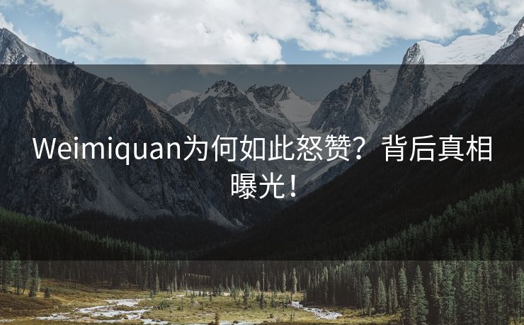 Weimiquan为何如此怒赞？背后真相曝光！