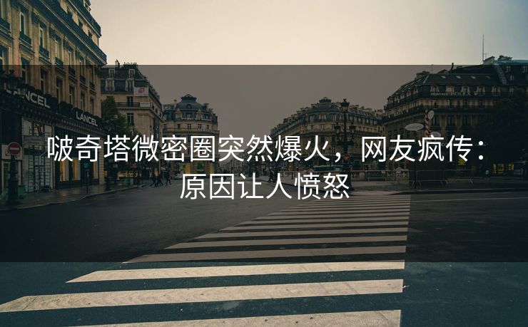 啵奇塔微密圈突然爆火，网友疯传：原因让人愤怒