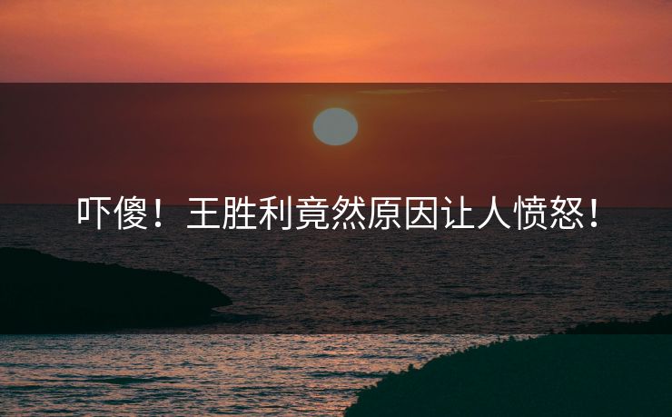 吓傻！王胜利竟然原因让人愤怒！