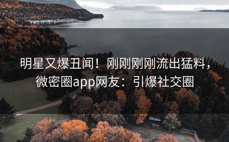 明星又爆丑闻！刚刚刚刚流出猛料，微密圈app网友：引爆社交圈