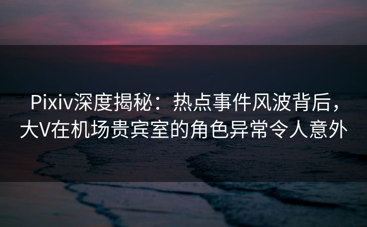 Pixiv深度揭秘：热点事件风波背后，大V在机场贵宾室的角色异常令人意外