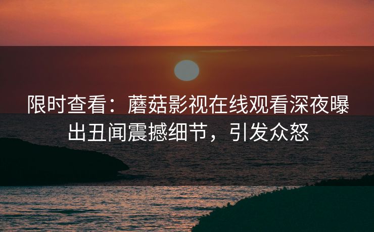 限时查看：蘑菇影视在线观看深夜曝出丑闻震撼细节，引发众怒